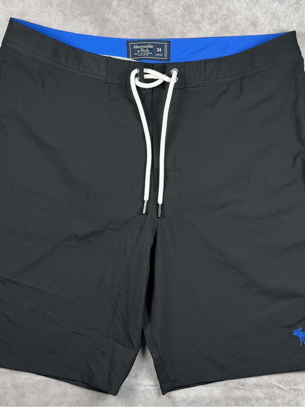 Abercrombie & Fitch Black Swim Board Shorts with Blue Accents